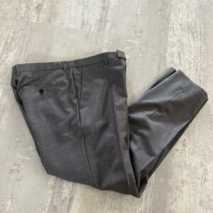 Hugo Boss Mens gray 100% Virgin Wool Slim Fit Dress Pants 36R Sharp